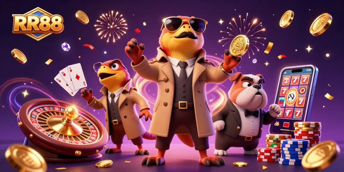 Experience the excitement of RR88 with raptors in disguise at a dynamic casino scene.