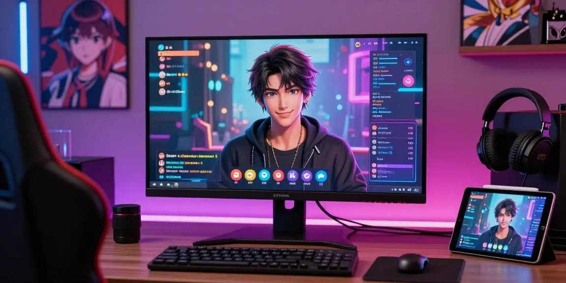 Engaging hentai ai chat interaction with animated character in vibrant digital space.