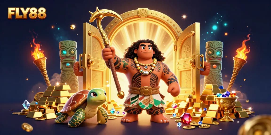 Engage with FLY88's vibrant 3D gaming world filled with treasures and excitement.