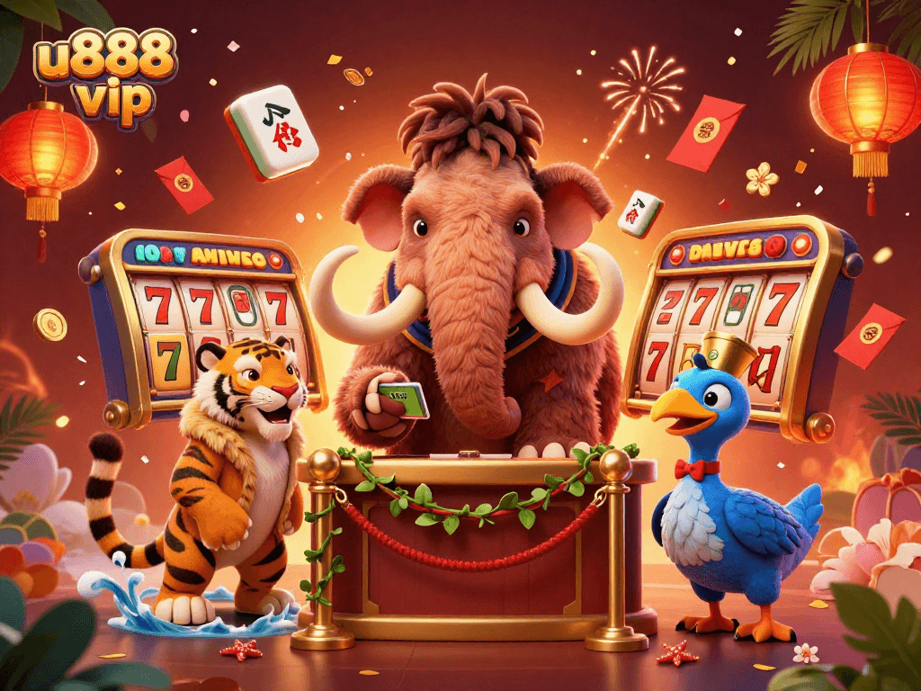 Experience the vibrant atmosphere at u888 VIP casino with enchanting characters and dynamic gaming elements.
