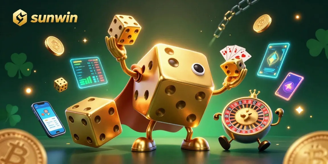 Engage with sunwin's thrilling gaming action featuring golden dice and cryptocurrency elements.