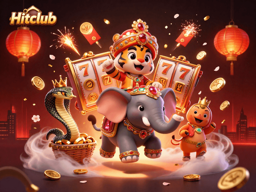 Hitclub offers thrilling slot games with vibrant visuals and jackpot excitement in this 3D illustration.