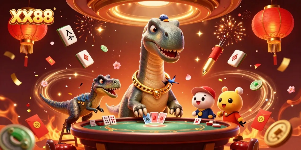 Experience the excitement of XX88 while playing cards in a vibrant casino scene.