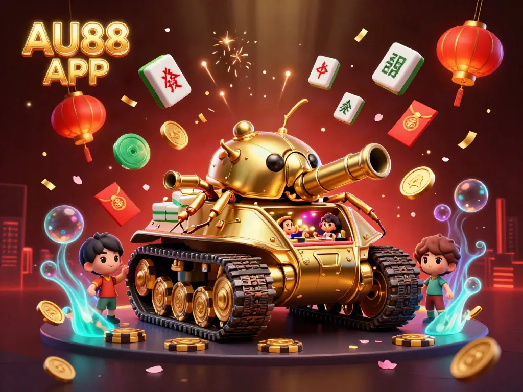Engage in thrilling gameplay with the AU88 APP featuring a dynamic casino-themed illustration.