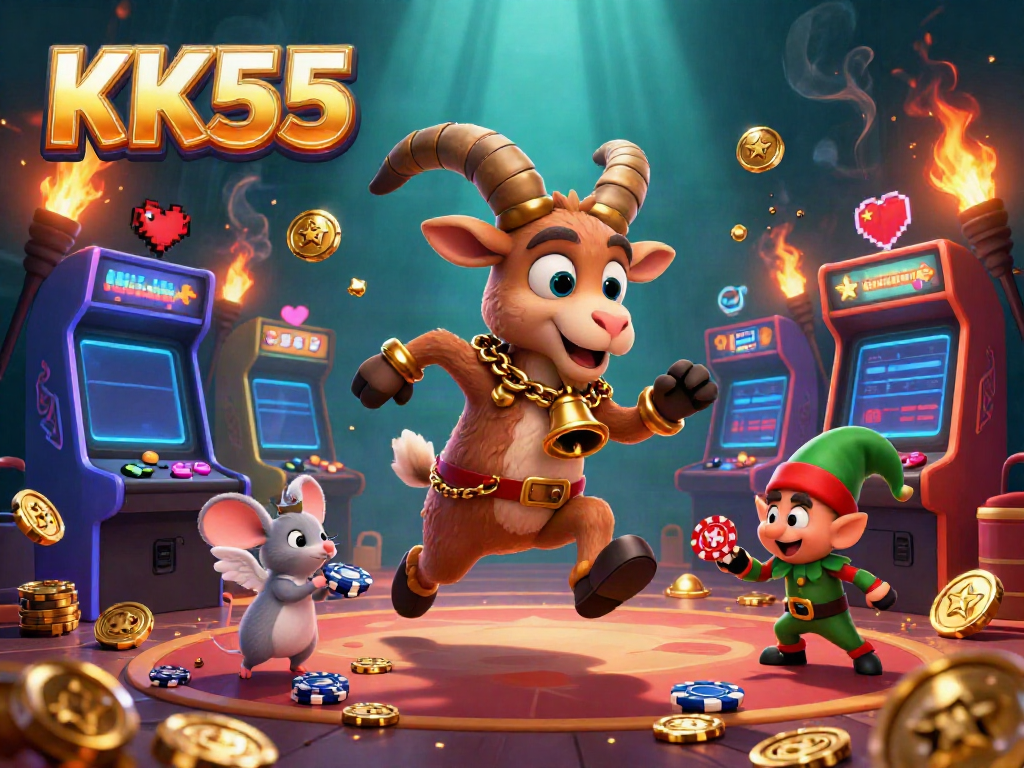 Experience gaming excitement at KK55's holiday-horror casino with Krampus and elf gremlins stealing poker chips.