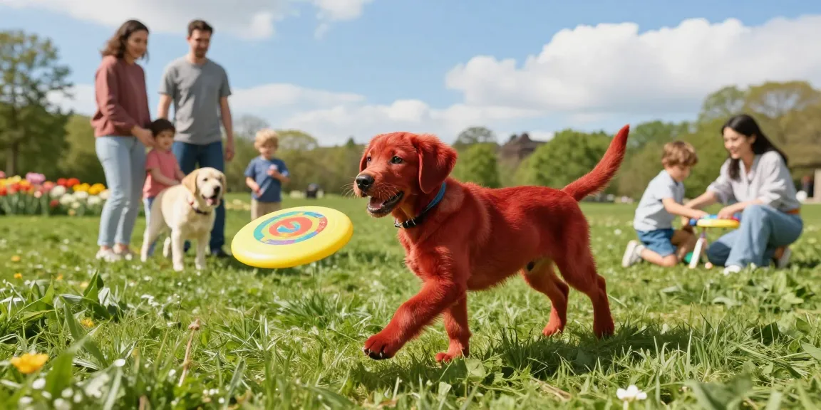 Active fox red labs playing in the park, showcasing their joyful nature and vibrant coat.