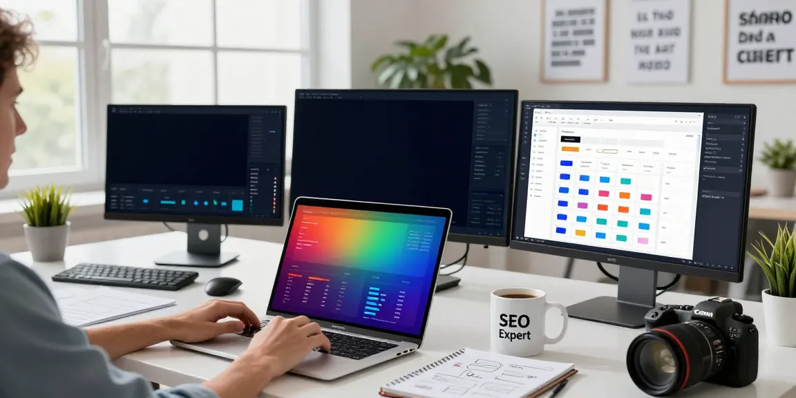 Instant indexing strategies executed by a content strategist in a vibrant marketing workspace full of tech tools and analytics.