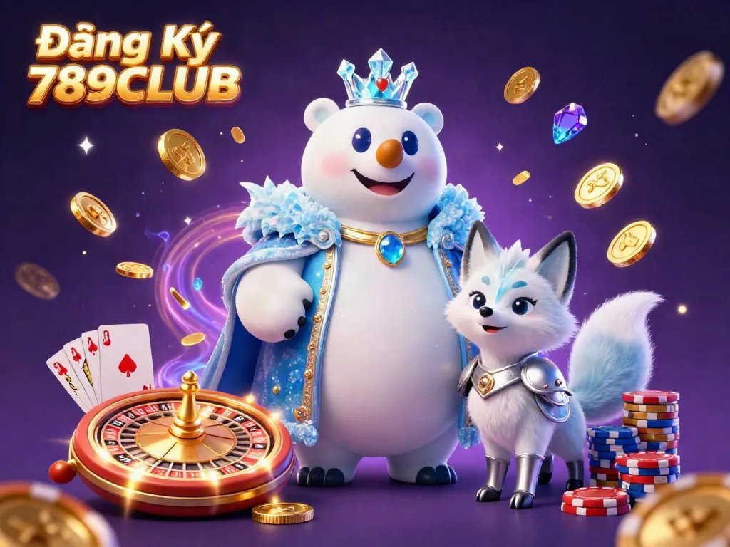 Experience fun and excitement with Đăng Ký 789CLUB featuring casino elements and playful characters.