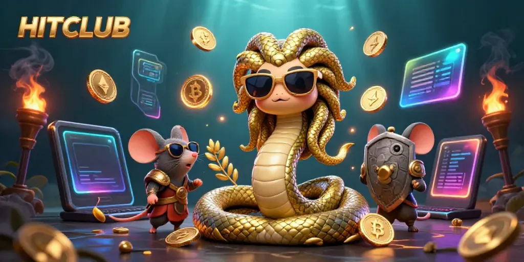 Experience thrilling gameplay at HITCLUB with captivating 3D graphic elements and vibrant casino imagery.