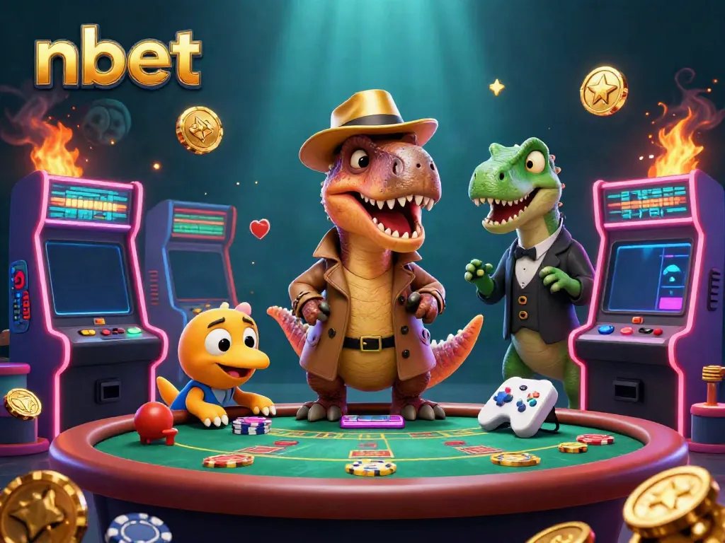 Experience excitement with nbet in a vibrant casino scene featuring animated characters.