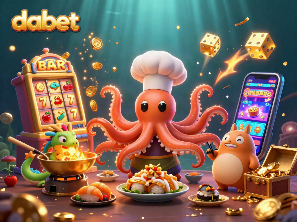 Experience thrilling wins at dabet with an exciting casino illustration featuring vibrant characters and game elements.