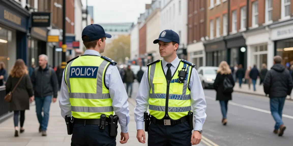 Experienced security guard ensuring safety in a busy London area, representing trusted local services.