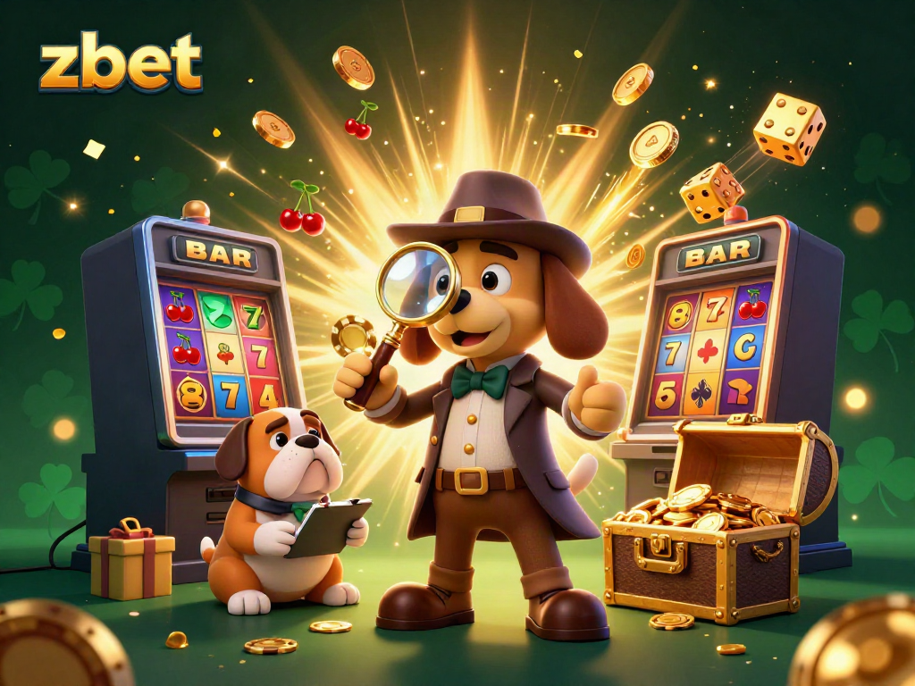 Experience the exciting world of zbet with a vibrant 3D illustration featuring a detective uncovering casino treasures.