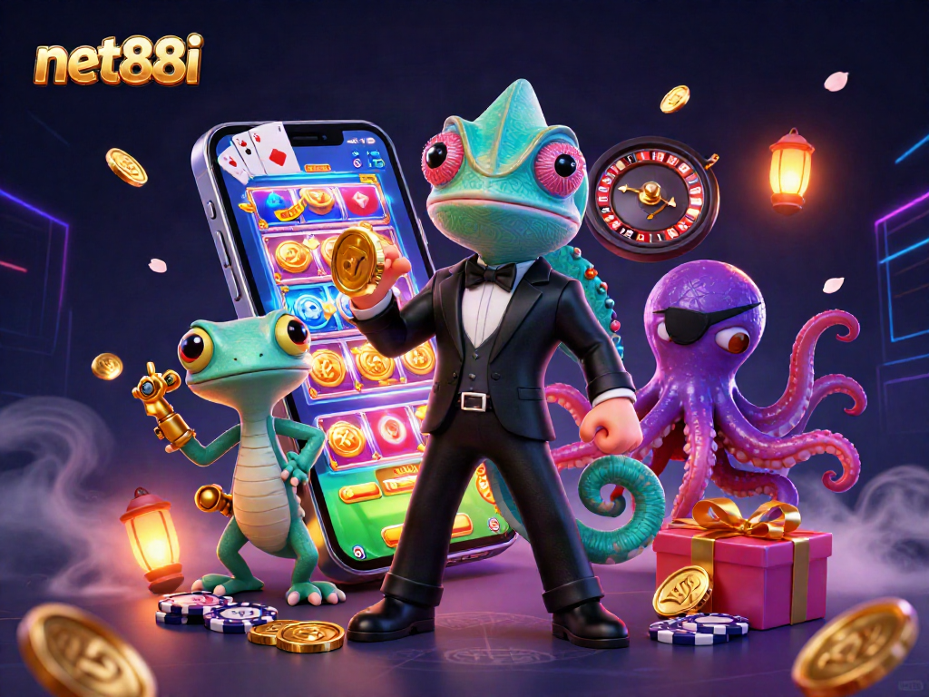 Experience thrilling wins with net88i's dynamic casino gameplay featuring vibrant 3D characters.