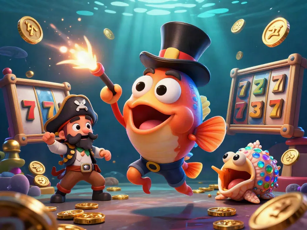 Experience thrilling game action in pg88 as the anglerfish attracts coins amidst vibrant slot reels.