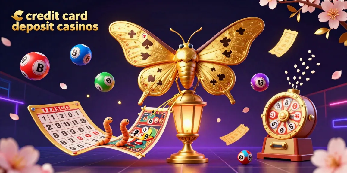 Engage with credit card deposit casinos through this lively scene featuring colorful lottery and casino elements.