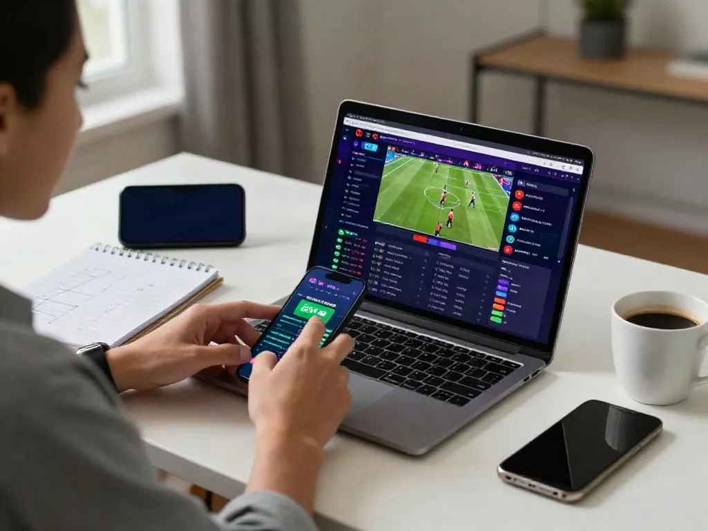 Online gaming at https://1da88.it.com/ showing a user engaging with live sports betting, notepad, and colorful graphics.