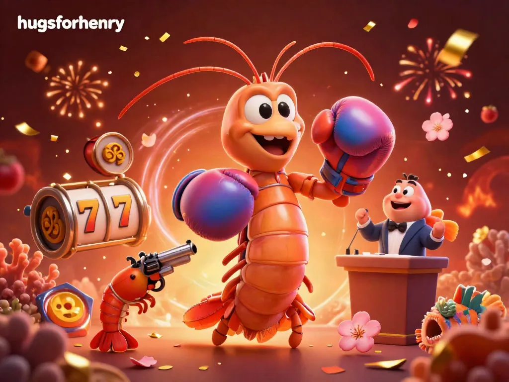 Engage in thrilling gameplay with hugsforhenry featuring vibrant casino elements and festive characters.