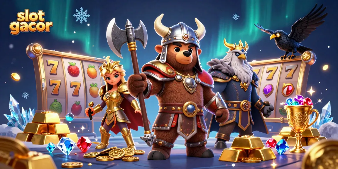 Spin the slot gacor reels to uncover treasures in this vibrant, detailed illustration.