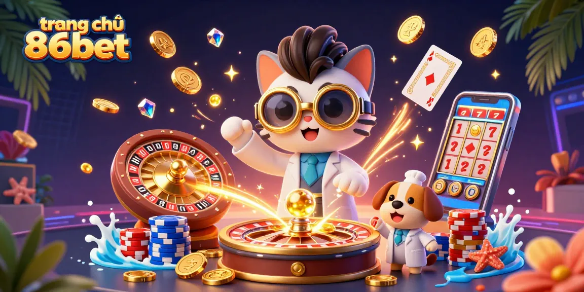Experience thrilling action at trang chủ 86bet with gold coins cascading and games spinning in excitement.