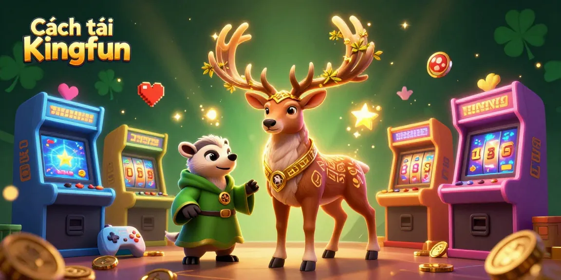 Cách tải Kingfun: engage with captivating gaming elements and characters in a vibrant casino-themed scene