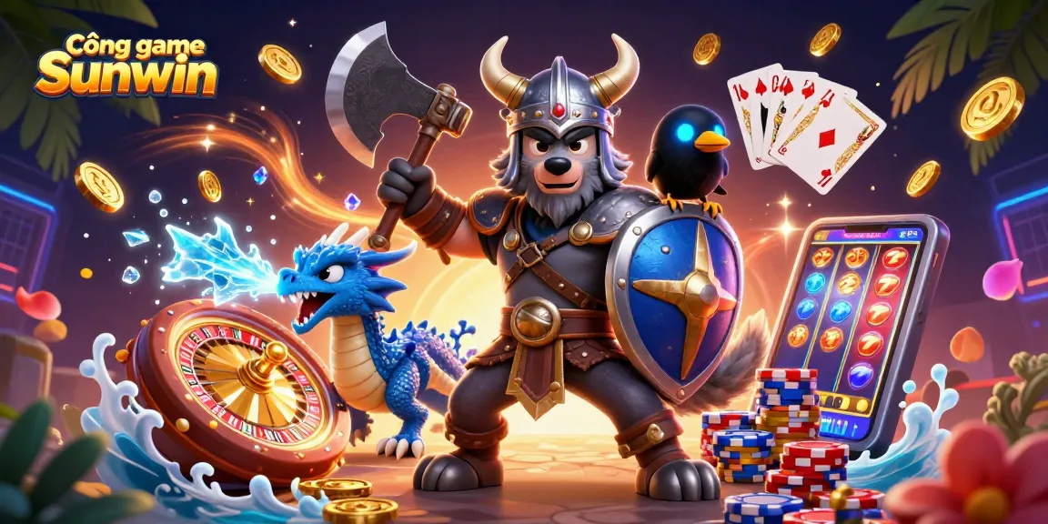 Join the action at Cổng game Sunwin with vibrant casino elements and engaging characters.