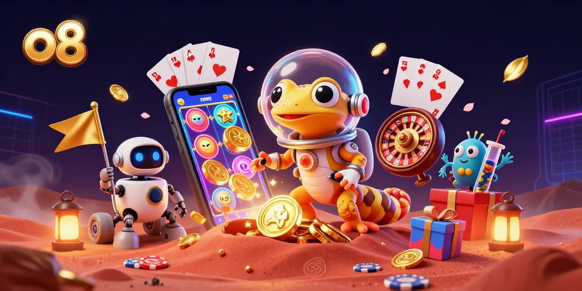 Experience thrilling gaming adventures at o8 with a Martian gecko discovering a buried golden casino.
