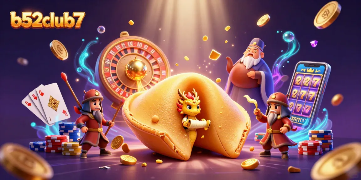 Engage in thrilling gaming with b52club7 featuring a vibrant scene of fortune symbols and excitement.