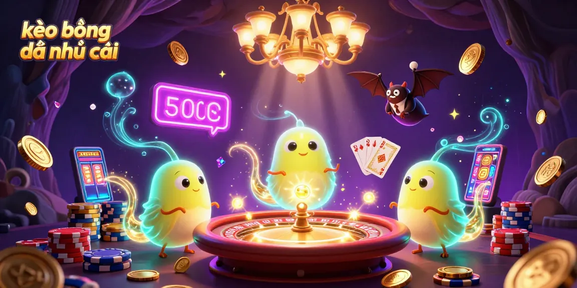 Illuminate your bets with kèo bóng đá nhà cái, featuring lively glowworms in a dynamic casino scene.