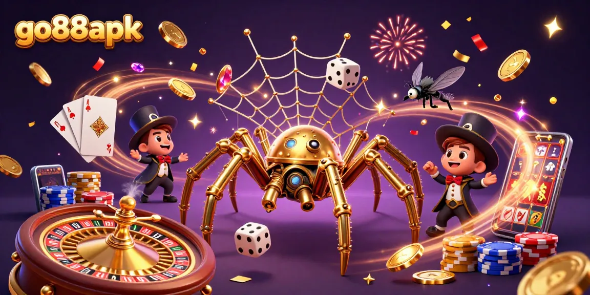 Experience thrilling wins with go88apk, featuring a vibrant 3D casino web scene.