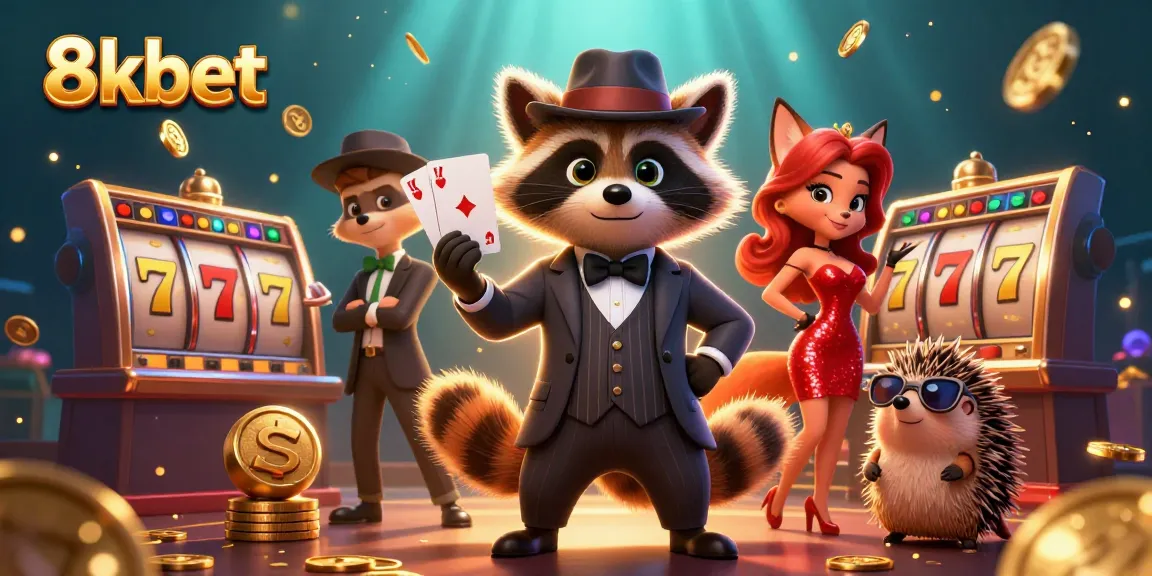 Experience thrilling entertainment with 8xbet through a captivating 3D casino illustration featuring charming characters.