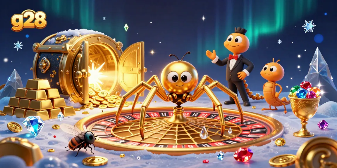 g28 spinning the roulette wheel in a high-stakes casino scene filled with treasures.