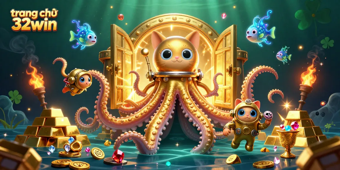 Experience the fun at trang chủ 32win with a vibrant 3D casino illustration showcasing thrilling treasures.