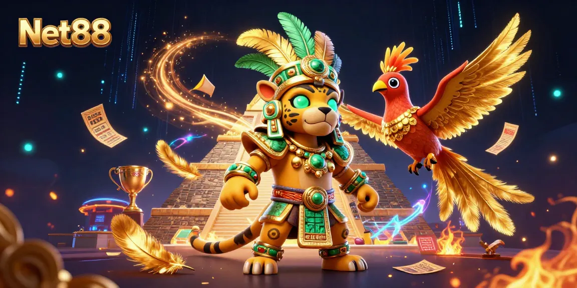 Engage in thrilling sports betting with Net88, illustrated in a vibrant 3D scene featuring dynamic elements.
