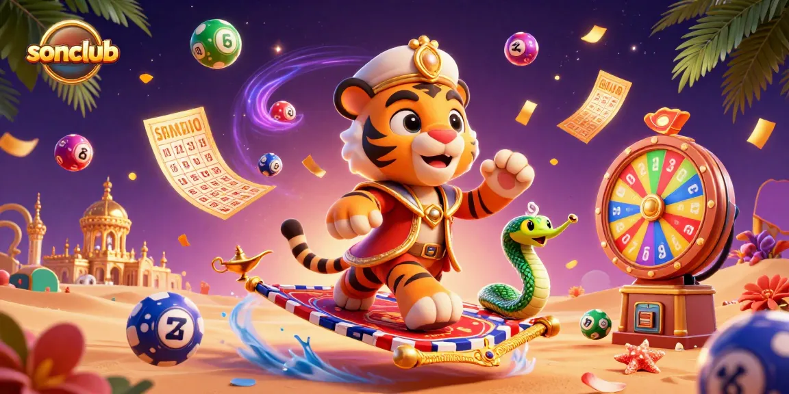 Engage with sonclub's magical gaming experience in a vibrant illustration filled with casino elements.