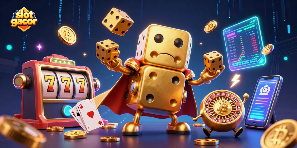 Experience slot gacor excitement with dynamic characters, slot reels, and cryptocurrency elements.