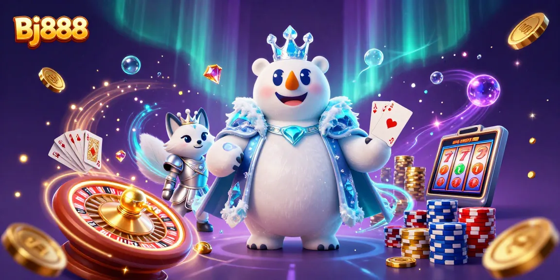 Experience exciting gaming at Bj888 with colorful coins and stunning casino elements.